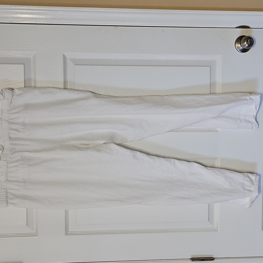 Soho New York & Co White Linen & Viscose High Rise Pants - Picture 2 of 13